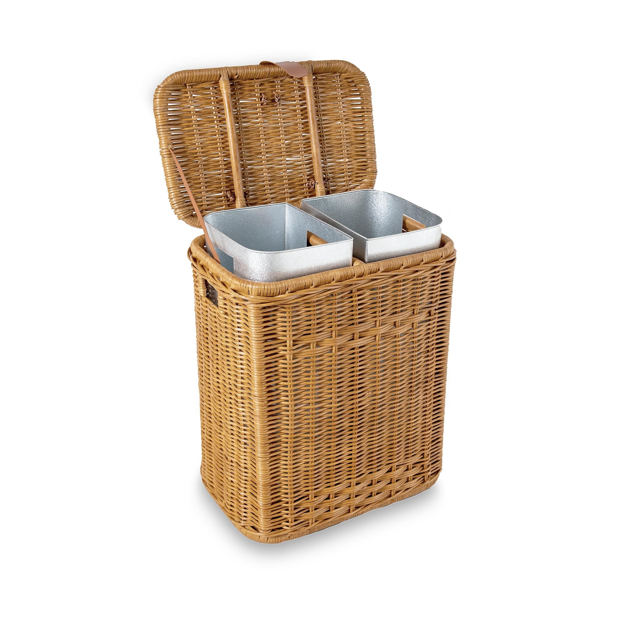 Handwoven Wicker Divided Recycling Basket - Image 9