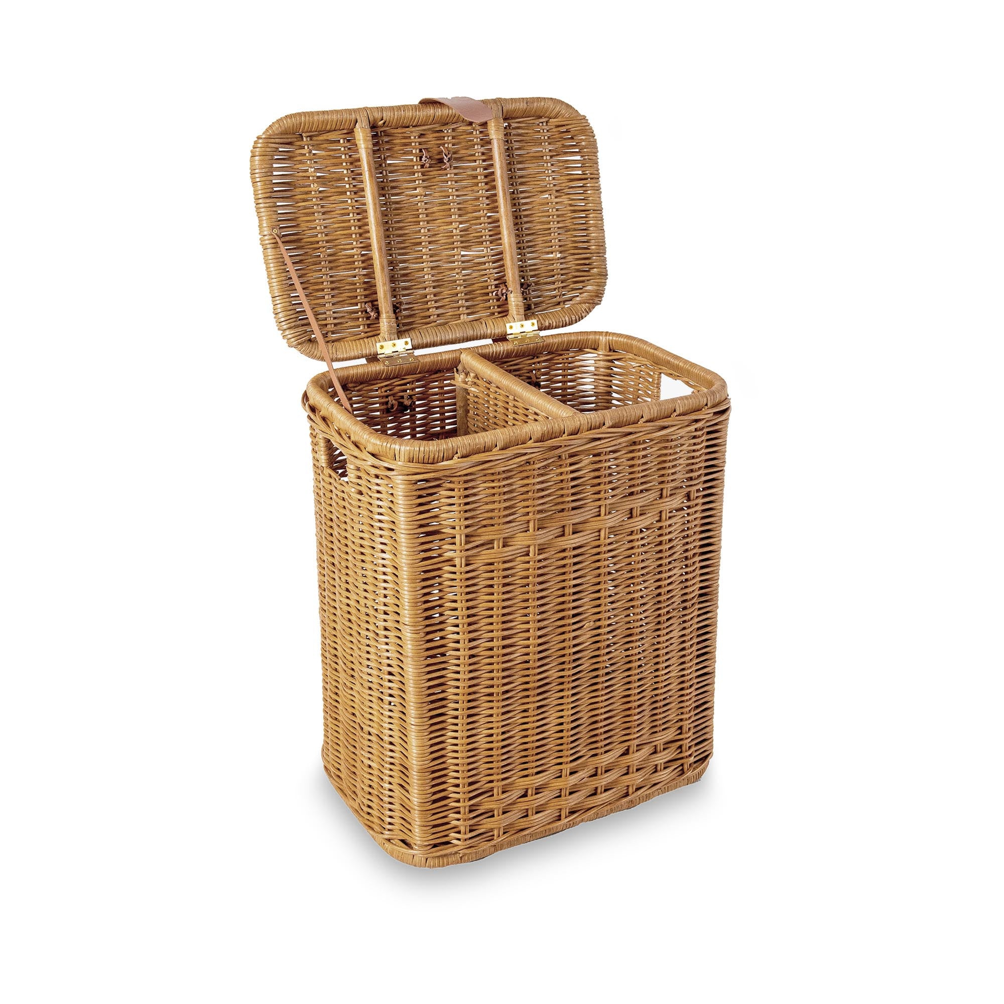 Handwoven Wicker Divided Recycling Basket - Image 6