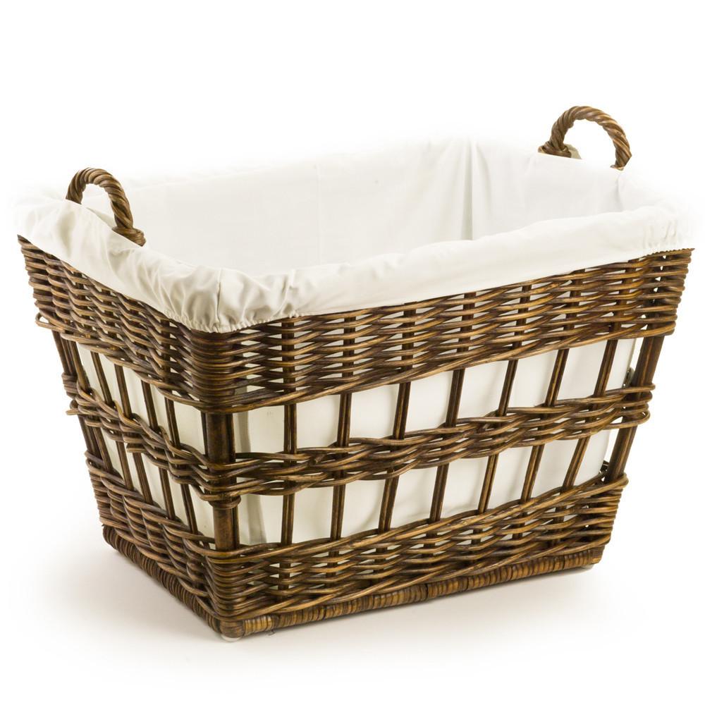 French-Style Handwoven Wicker Laundry Basket