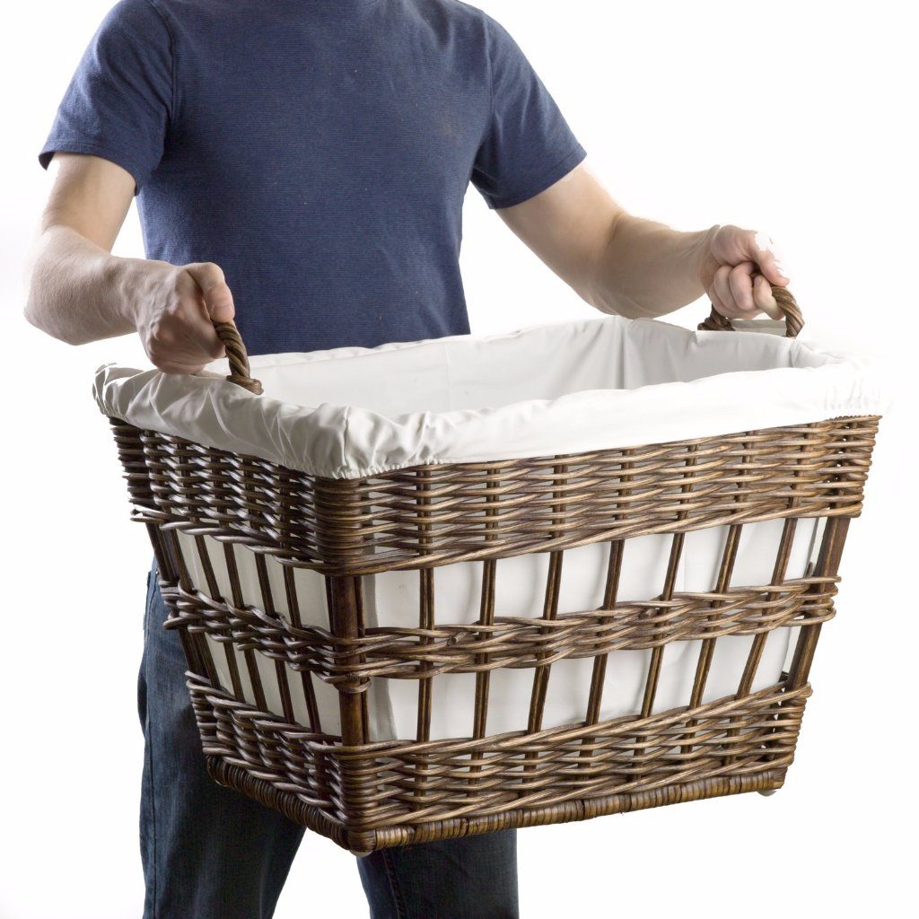 French-Style Handwoven Wicker Laundry Basket - Image 3